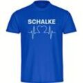 multifanshop Herren T-Shirt - Schalke - Herzschlag - Druck weiß - Männer