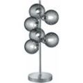 Tischlampe chrom Beistelllampe modern Schreibtischleuchte, Design Tischleuchte 6-flammig Glasschirm Leselampe dimmbar, Metall, 6x G9, DxH 23x52 cm