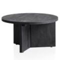 Couchtisch Massivholz Schwarz Sofatisch 60x60x33cm Wohnzimmertisch Rund