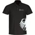 multifanshop Poloshirt - Deutschland - Adler seitlich - Druck weiß - Polo