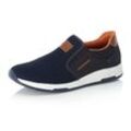 Slip-On Sneaker RIEKER Gr. 43, blau, Herren, Textil, Lederimitat, Schuhe, Casual Slipper, Freizeitschuh mit Kontrastnaht