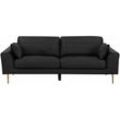 Sofa Schwarz Echtleder 3-Sitzer Modern Wohnzimmer