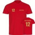 multifanshop® Herren T-Shirt - Bayern - Trikot Nummer 12 gold - Druck gold metallic