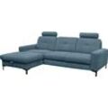 Ecksofa ALINA "Stelvia", blau (türkis xbo 16), B:280cm H:100cm T:161cm, Struktur fein XBO (100% Polyester), Sofas, Inklusive Nackenstützen, Breite 254 cm