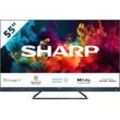 F (A bis G) SHARP LED-Fernseher "SHARP 55FQ5EG Quantum Dot Google TV 139 cm (55 Zoll) 4K Ultra HD QLED" Fernseher Quantum Dot, QLED, Dolby Atmos, Dolby Vision, HDMI 2.1 mit eARC schwarz