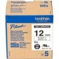 Brother P-Touch Band HGe-231V5 High Grade schwarz auf weiß 12mm / 8m laminiert 5er Pack