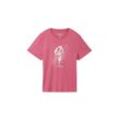 TOM TAILOR Damen Print T-Shirt mit Bio-Baumwolle, rosa, Print, Gr. XXXL