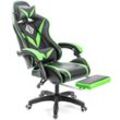 Maerex - Gaming-Stuhl mit Massage, ergonomischer Bürostuhl mit Fußstütze und Lordosenstütze, Gaming-Stühle – Schwarz + Grün