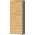 Aktenschrank Agenda Home, 5 OH, abschließbar, B 800 x T 400 x H 1970 mm, Graphit/Eiche