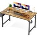 Sweetcrispy - Schreibtisch 120cm, Tisch mit Kopfhörerhaken und Aufbewahrungstasche, Holz-Computertisch, Stabile und Verstärkte Struktur Desk,