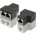 Memkey - RJ45 CAT6 LAN-Ethernet-Port-Splitter-Adapter 1 auf 2 Dual-Buchse auf Buchse-Port-Koppler, 2er-Pack und schwarz