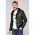 Lederjacke CAMP DAVID Gr. L, schwarz, Herren, Material: 100% Leder, Futter Rumpf: 100% Baumwolle, Futter Ärmel: 100% Polyester, vintage, Jacken, mit Metallschließe seitlich am Saum