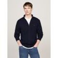 Cardigan TOMMY HILFIGER "PIMA ORG CTN CASHMERE ZIP THRU" Gr. XXXL (58), blau (desert sky), Herren, Strick, Obermaterial: 95% Baumwolle, 5% Kaschmir, Strickjacken