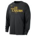 Los Angeles Lakers Courtside Nike NBA-T-Shirt mit langen Ärmeln für Herren - Schwarz