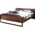 Bett HOME AFFAIRE "Detroit Einzelbett im Industrial Design, Bettrahmen, Schlafzimmer", braun (braun, schieferfarben), B:196cm L:209cm, Betten, Bettgestell, in 3, Breiten (Liegeflächen 90/140 oder 180x200cm)