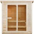 Outdoor Sauna Varberg mit Ofen & Zubehör - Fichtenholz Gartensauna - komplett Set Outdoorsauna Garten - 200 x 160 cm - 4 Personen - 8 kW - Artsauna