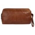 Kulturbeutel SPIKES & SPARROW "TOILETRY BAG", Gr. B/H/T: 30cm x 18cm x 11cm onesize, braun (cognac), Leder, unifarben, Taschen, echt Leder