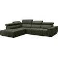 Ecksofa ALINA "Mava", grün (oliv gcb 333), B:298cm H:100cm T:228cm, Kunstleder GCB (100% Polyester), Sofas, Inklusive Rückenlehnenverstellung, in unterschiedlichen Breiten