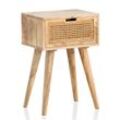 Nachttisch Nachtkommode Boxspringbett Holz Rattan 60 cm Wiener Geflecht