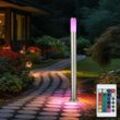 LED Außen Steh Stand Lampe Leuchte EDELSTAHL Garten Beleuchtung Stromverteiler Steckdose DIMMER inkl. FERNBEDIENUNG