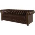 Chesterfield Sofa 3-Sitzer aus Braun veganem Leder - Lukas