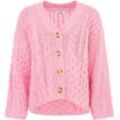 Cardigan ZWILLINGSHERZ ""Zopfstrick"" Gr. L/XL, rosa, Damen, Obermaterial: 70% Polyacryl, 30% Wolle, Strickjacken, "Zopfstrick" mit Knopfleiste und Wollanteil