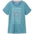 TOM TAILOR Damen Atmungsaktives T-Shirt, blau, Print, Gr. M