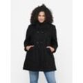 Kurzmantel ONLY CARMAKOMA "CARNEWSOPHIA WOOL COAT OTW" Gr. L (50/52), schwarz (black detail:melange) Damen Mäntel