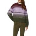 Strickpullover S.OLIVER Gr. 34, lila (khaki lavender stripes) Damen Pullover mit Intarsien Muster