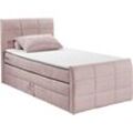 Boxspringbett ED EXCITING DESIGN "Bolivia" Komplettbetten Gr. Cord, Liegefläche B/L: 120cm x 200cm, Gewicht bis: 120 kg H3/H4, 7-Zonen-Tonnentaschen-Federkernmatratze, rosa Boxspringbett harte Seite mit Kokosmatte, weiche Filzabdeckung