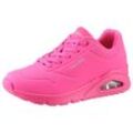 Plateausneaker SKECHERS "UNO-NIGHT SHADES", Damen, Gr. 35, pink (neonpink), Lederimitat, casual, Schuhe, Keilsneaker, Chunky Sneaker, Schnürschuh mit Luftkissensohle