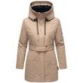 Winterjacke NAVAHOO "Eishauch 14" Gr. L (40), grau (taupe) Damen Jacken Winterparka mit Taillengürtel und Fleece-Kragen