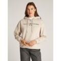 Kapuzensweatshirt TOMMY HILFIGER "MDRN REG CORP LOGO HOODIE" Gr. L (40), beige (classic beige) Damen Sweatshirts mit gesticktem Logo-Schriftzug