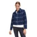 Jackenblazer BETTY & CO "Betty & Co Wolljacke langarm", Damen, Gr. 40, blau (dunkelblau, grau), Obermaterial: 62% Polyester, 38% Polyacryl. Futter: 100% Acetat / Futter2: 100% Polyester., modisch, normal normal, Langarm, Blazer, Muster