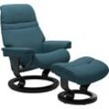 Relaxsessel STRESSLESS "Sunrise", blau (petrol q2 faron), B:75cm H:100cm T:73cm, Leder BATICK: BATICK ist ein leicht korrigiertes, durchgefärbtes und genarbtes Möbelleder, bei dem die meisten Unebenheiten und Spuren in der Regel entfernt wurden., Leder PALOMA: PALOMA ist ein durchgefärbtes Semianilin-Möbelleder mit natürlicher Narbung., ROHLEDER Stoff Q2 FARON: Ein fester zuverlässiger Bouclu00e9 