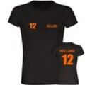 multifanshop Damen T-Shirt - Holland - Trikot Nummer 12 - Druck orange - Frauen