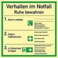 Schild mit Notfallverhaltensregeln