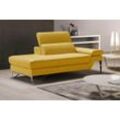 Ottomane EGOITALIANO "Princess, elegantes Designsofa mit erstklassigem Sitzkomfort", gelb, B:177cm H:95cm T:108cm, Leder u00bbBULLu00ab (echtes Rindsleder). Geschliffenes, pigmentiertes und behandeltes Rindsleder mit einer Dicke von 1, 3-1, 5 mm. Dieses Leder zeigt eine ziemlich weiche Hand mit einem halb undurchsichtigen Aussehen. Es handelt sich um ein geschütztes Leder. Eine leichte Deckschicht