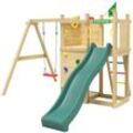 Spielturm JUNGLE GYM "Deck", grün (dunkelgrün), Spieltürme, KinderB:296cm H:232cm T:342cm, Holz, Spielanlage mit Schaukel und Rutsche mit Wasseranschluss, B:296cm H:232cm T:342cm