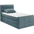 Boxspringbett ED EXCITING DESIGN "Bolivia" Komplettbetten Gr. Cord, Liegefläche B/L: 120cm x 200cm, Gewicht bis: 120 kg H3/H4, 7-Zonen-Tonnentaschen-Federkernmatratze, blau Boxspringbett harte Seite mit Kokosmatte, weiche Filzabdeckung