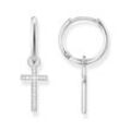 Paar Creolen THOMAS SABO "Kreuz, CR622-051-14", bunt (silberfarben, weiß, kristallweiß), Ohrringe, Damen, Silber 925 (Sterlingsilber), mit Zirkonia (synth.) - Einhänger abnehmbar