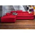 Ecksofa EXXPO - SOFA FASHION "Salerno, klassisch modernes Funktionssofa, hoher Sitzkomfort, L-Form", rot, B:280cm H:77cm T:170cm, Microfaser-Primabelle (100% Polyester), NaturLEDER, Kunstleder, Lederfaserstoff, Luxus-Microfaser Lederoptik, Sofas, inkl. Kopf- und Armteilverstellung, wahlweise mit Bettfunktion