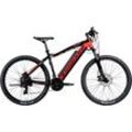 E-Bike ZÜNDAPP "Z801" E-Bikes Gr. 48 cm, 27,5 Zoll (69,85 cm), schwarz (rot, schwarz) Pedelec, Elektrofahrrad für Damen u. Herren, MTB, Mountainbike