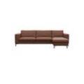 Ecksofa FLEXLUX "Fiore, superbequemer Sitzkomfort durch Kaltschaum im Sitz, L-Form", braun (old chesnut), B:262cm H:85cm T:92cm, 100% Echteder, Sofas, breite Armlehnen, Füße Alu+schwarz