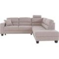 Ecksofa TRENDMANUFAKTUR "Chamber, zeitlos und modern, hoher Sitzkomfort, L-Form" Sofas Gr. B/H/T: 245cm x 85cm x 203cm, Struktur grob, Ottomane rechts, Mit Schlaffunktion, beige (portabella) Zehentrenner wahlweise mit Schlaffunktion