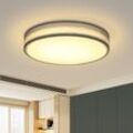 Gbly - Deckenlampe led Deckenleuchte Wohnzimmer - Rund Modern Stoff Schlafzimmerlampe 12W 3000K Warmweiß Wohnzimmerlampe mit Stoffschirm Grau