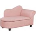 Homcom - Kindersessel, Kindercouch, Kindersofa mit Stauraum, Chaiselongue für Kinder 3-5 Jahre, Schlafsofa für Kinderzimmer, Leinenoptik, Massivholz,