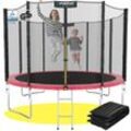 KINETIC SPORTS Trampolin Outdoor 'Salto Plus' Ø 183/244/305/366/400/430/490 cm - Komplett-Set für Kinder, USA Sprungtuch, Netz, Randpolster, Leiter - bis zu 160kg Pink-2 Ø 305 cm Ø 305 cm, Pink-2