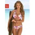 Bügel-Bikini VENICE BEACH Gr. 34, Cup B, bunt (weiß, bedruckt), Damen, Polyamid, floral, Bikini-Sets, trendiger Flowerprint, herausnehmbare Cups, im Nacken zu binden