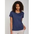 S.OLIVER T-Shirt blau Gr. 32/34 für Damen. Rundhals und Stickerei. Loose Fit